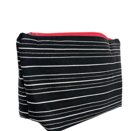 Stripes & Red Zipper Bag - The Crafty Artisans