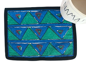 Mug Rug Coaster | Blue Triangles - The Crafty Artisans