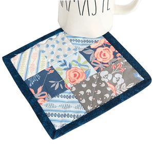 Mug Rug Coaster | Blue Floral - The Crafty Artisans