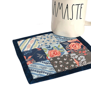 Mug Rug Coaster | Blue Floral - The Crafty Artisans